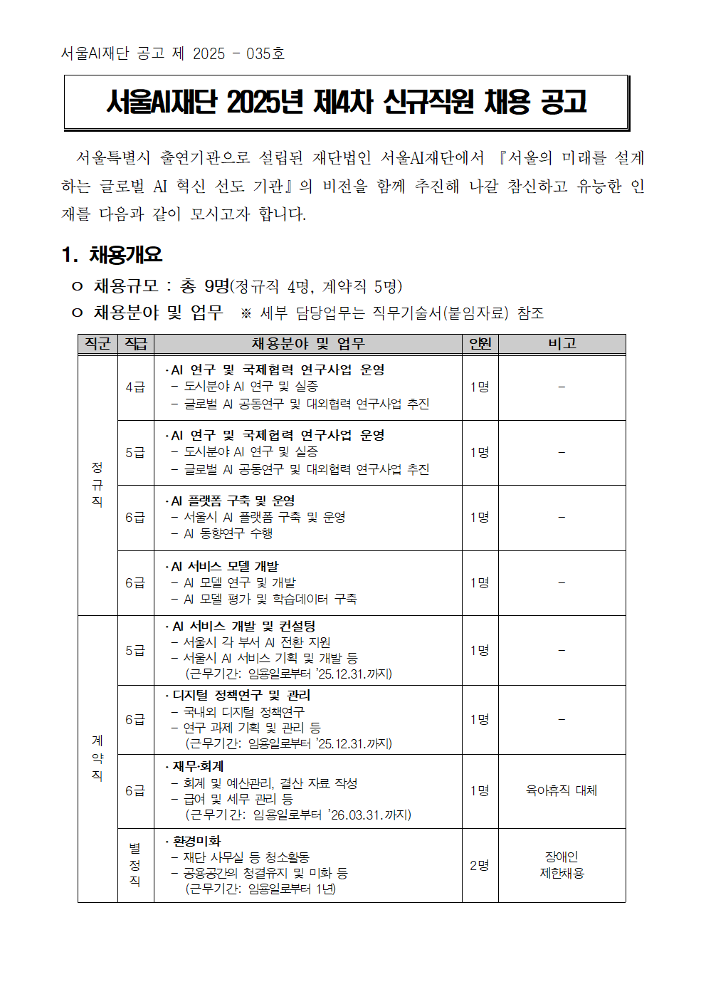 서울AI재단 공고 제 2025 001